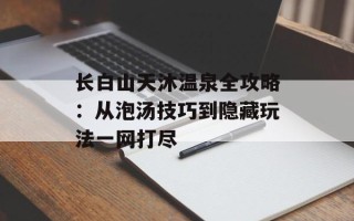 长白山天沐温泉全攻略：从泡汤技巧到隐藏玩法一网打尽