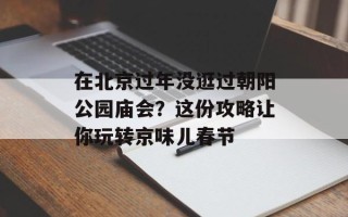 在北京过年没逛过朝阳公园庙会？这份攻略让你玩转京味儿春节