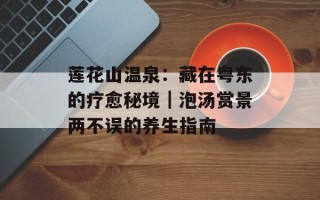 莲花山温泉：藏在粤东的疗愈秘境｜泡汤赏景两不误的养生指南