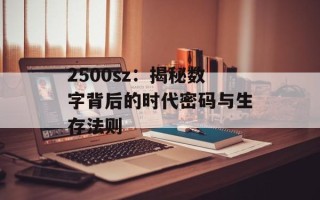 2500sz：揭秘数字背后的时代密码与生存法则