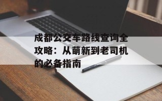成都公交车路线查询全攻略：从萌新到老司机的必备指南