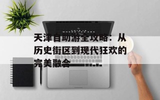 天津自助游全攻略：从历史街区到现代狂欢的完美融合