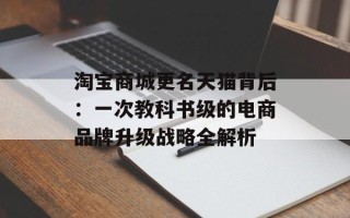 淘宝商城更名天猫背后：一次教科书级的电商品牌升级战略全解析
