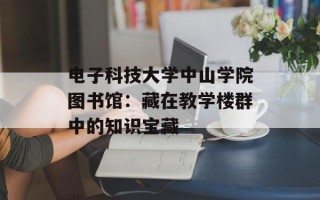 电子科技大学中山学院图书馆：藏在教学楼群中的知识宝藏