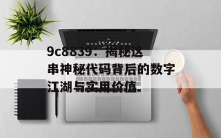 9c8839：揭秘这串神秘代码背后的数字江湖与实用价值