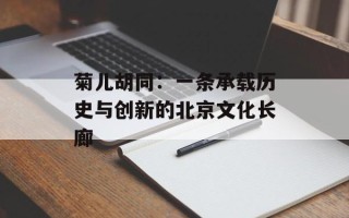 菊儿胡同：一条承载历史与创新的北京文化长廊