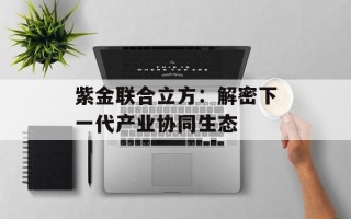 紫金联合立方：解密下一代产业协同生态
