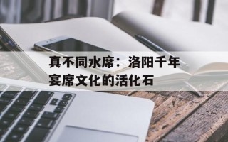 真不同水席：洛阳千年宴席文化的活化石