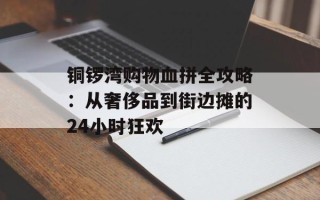 铜锣湾购物血拼全攻略：从奢侈品到街边摊的24小时狂欢