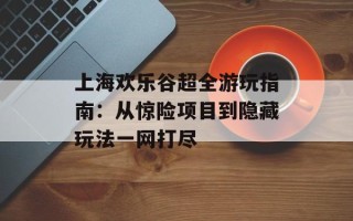上海欢乐谷超全游玩指南：从惊险项目到隐藏玩法一网打尽