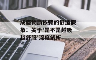 成瘾物质依赖的舒适假象：关于'是不是越吸越舒服'深度解析
