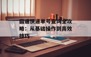 圆通快递单号查询全攻略：从基础操作到高效技巧
