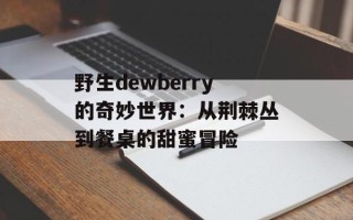 野生dewberry的奇妙世界：从荆棘丛到餐桌的甜蜜冒险